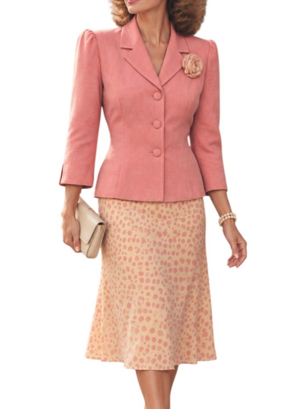 Vintage Koret Petite 2-Piece Skirt Suit Set - Coral Pink - Size 6P